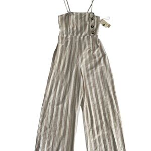 Japna Cream and White Palazzo Jumpsuit